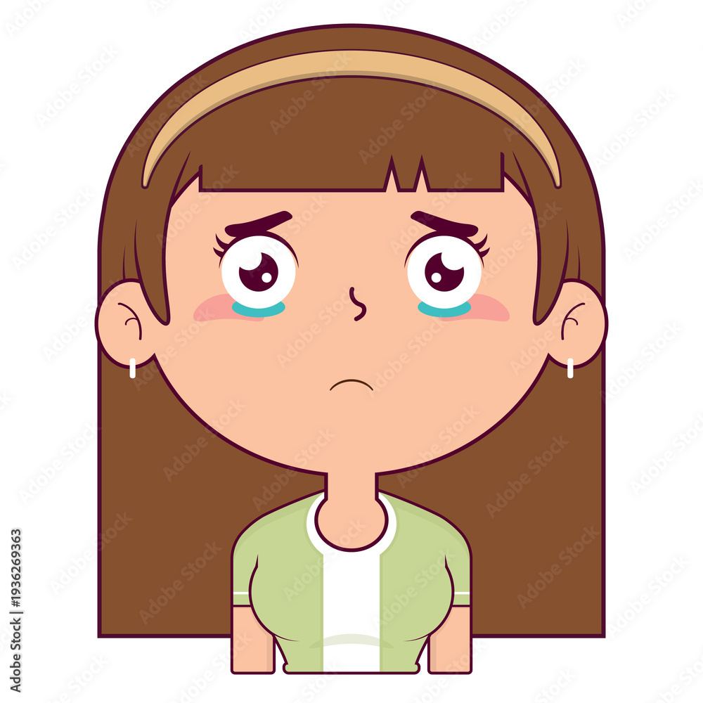 Obraz premium girl crying face cartoon cute
