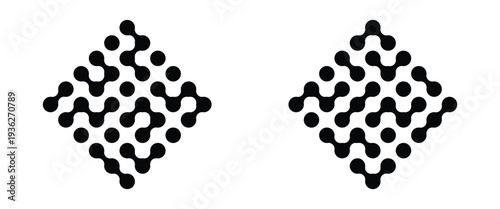 Pattern of black meta balls isolated on white background. Modern geometric shapes of liquid connected drops. Modern contemporary geometric shapes and elements. Meta ball pattern. 
