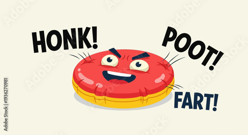 Classic Whoopee Cushion Prank Joke Flat Vector Illustration