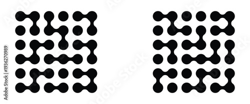 Diagonal meta ball connected circles shape. Abstract nerve cell dots or computer nano net. Meta ball Set. Vector Connect Circle Shapes. Abstract Geometric Dots.