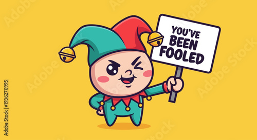 Funny Prankster Character Mascot April Fools Day Vector Illustration