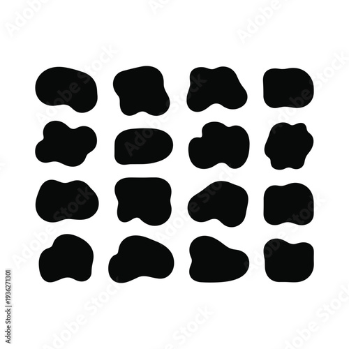 Black blobs on white background shapes abstract design vector illustration