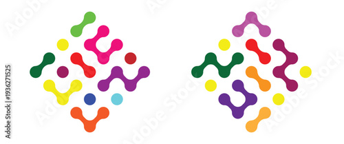 Set of abstract modern flat logos in meta ball style. Modern contemporary geometric shapes and elements. Meta ball pattern. Liquid drops or morph shapes background. EPS 10.