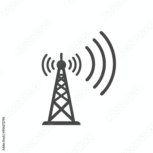 Wireless Communication Tower with Signal Waves for Technology and Connectivity Concepts