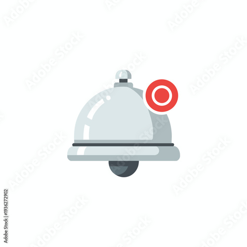 Modern Service Bell with Red Notification Button for Customer Assistance