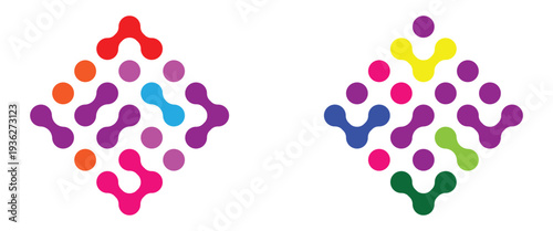 Connected dots icon circles pattern sign integration symbol abstract point movement connected round blobs.  Black connected circle dots. meta balls pattern on white background. design illustration.