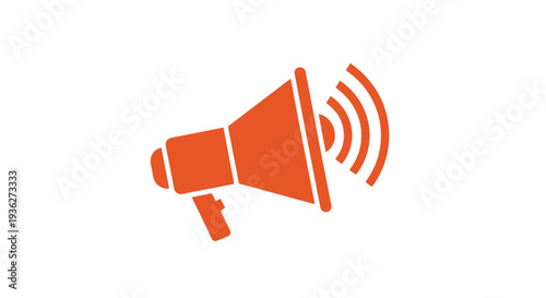 Orange megaphone icon transmits loud announcement signals for important.