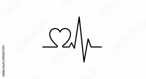 Heartbeat line with an electrocardiogram pulse transforms into a loving.