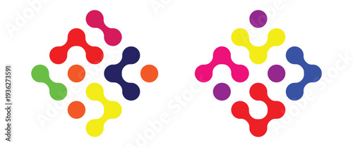 Connected dots icon circles pattern sign integration symbol abstract point movement connected round blobs.  Black connected circle dots. meta balls pattern on white background. design illustration.