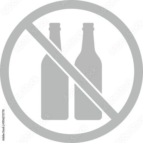 No Alcohol Sign Icon – Prohibition Symbol for Alcohol-Free Zones, Vector Illustration