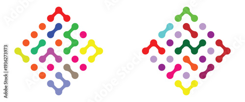 Connected dots icon circles pattern sign integration symbol abstract point movement connected round blobs.  Black connected circle dots. meta balls pattern on white background. design illustration.