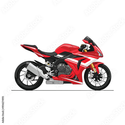 Red and Black Sport Motorcycle in Profile for Dynamic Transport and Recreation