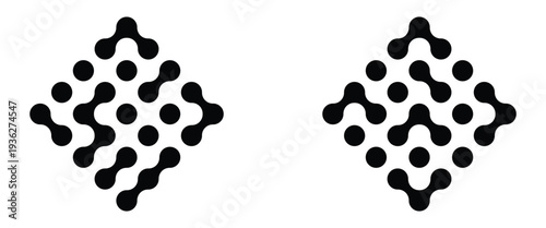 Set of black meta balls isolated on a white background. Abstract nerve cell dots or computer nano net . Meta ball Set. Vector connect circle shapes.