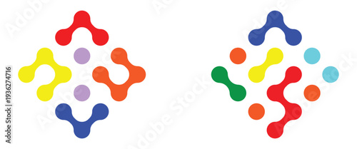 Diagonal meta ball connected circles shape. Abstract nerve cell dots or computer nano net. Blob technology logo icon. Abstract shape,  geometric fluids. Vector illustration.