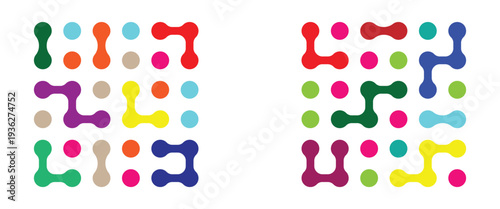 Diagonal meta ball connected circles shape. Abstract nerve cell dots or computer nano net. Blob technology logo icon. Abstract shape,  geometric fluids. Vector illustration.