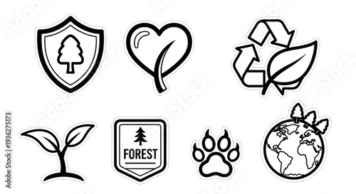 Environmental Conservation Symbols Collection for Eco Friendly Designs