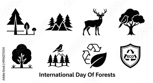 Collection of Forest Icons for Environmental Conservation Awareness