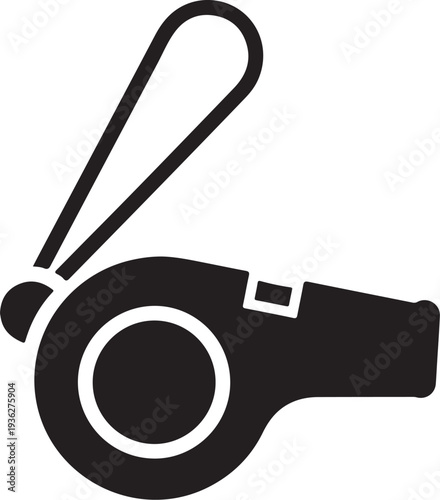 Black referee whistle vector icon