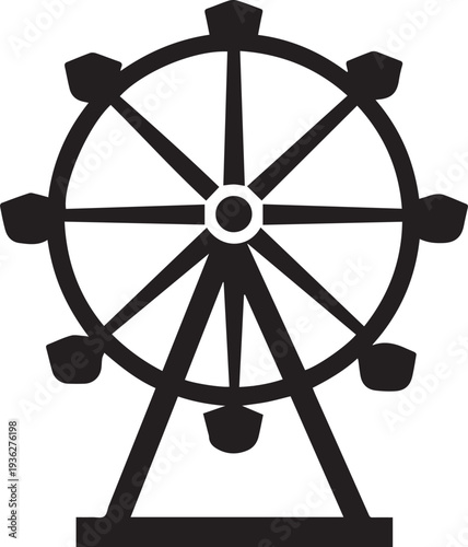 Ferris Wheel Silhouette Vector Black and White
