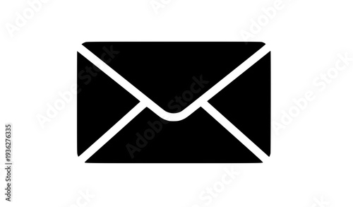 Solid black email envelope icon vector illustration