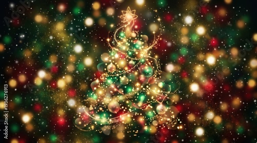 Christmas Tree with Blurred Lights.