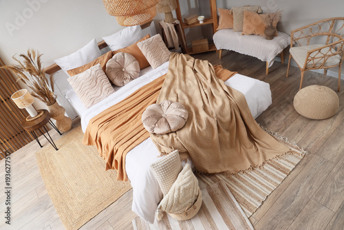 Interior of cozy bedroom wi...