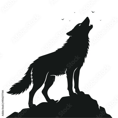 wolf on hill silhouette