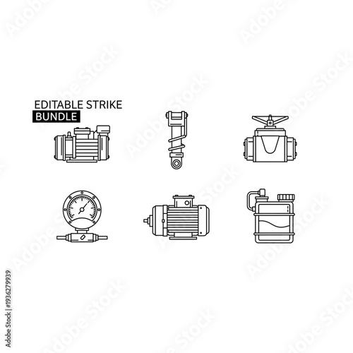 Industrial components and parts technical drawings