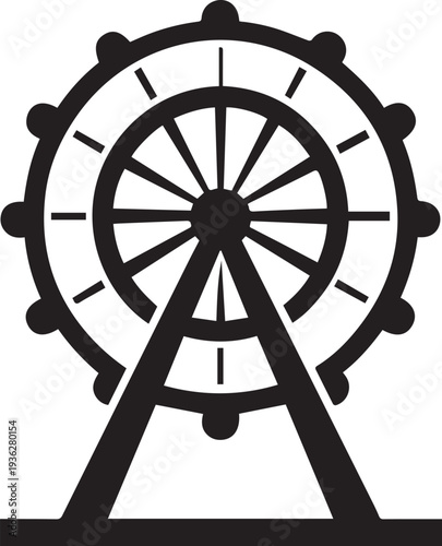 Ferris Wheel Silhouette Vector Black and White