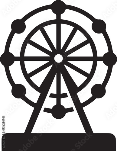 Ferris Wheel Silhouette Vector Black and White