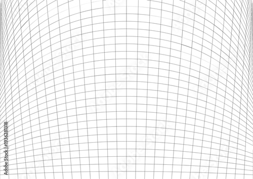 Wave wracked surface. Moving energetic grid structure of fine lines. Simple black and white dynamic vector background