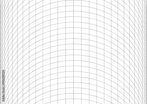 Wave wracked surface. Moving energetic grid structure of fine lines. Simple black and white dynamic vector background