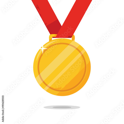 Golden Award Medal with Red Ribbon for Recognition and Achievement