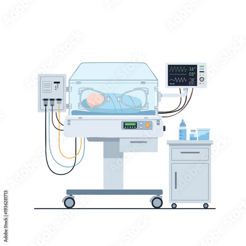 Modern Neonatal Incubator in a Hospital Setting for Newborn Care