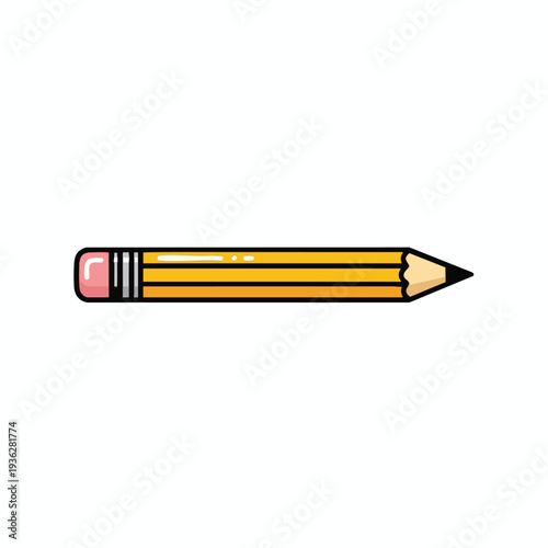 Cute Cartoon Pencil Illustration for School and Office Supplies