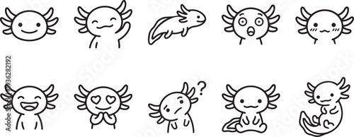 Joyful Axolotl Icon Set White