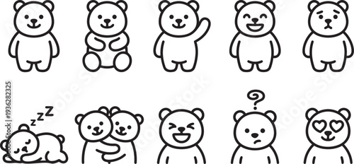 Playful Bear Icon Set Row View