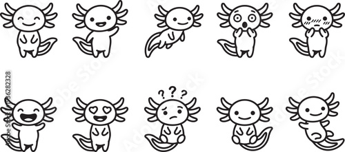 Axolotl Icon Set Sketch