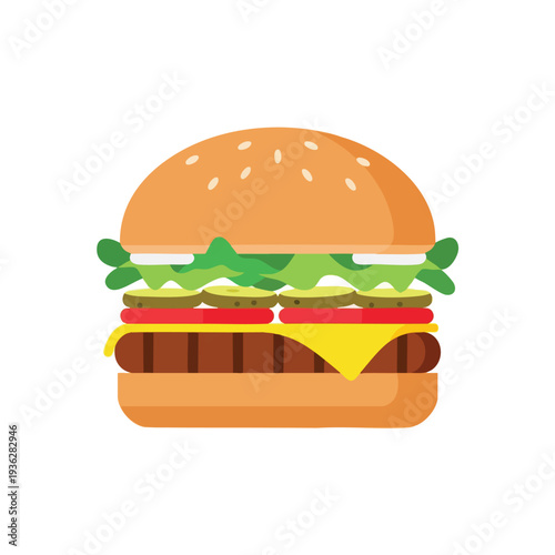 Delicious and Juicy Cheeseburger with Fresh Vegetables and Crispy Bacon