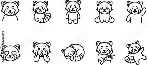 Cheerful Panda Icon Set Front