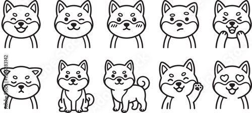 Icon Set of Cartoon Dogs