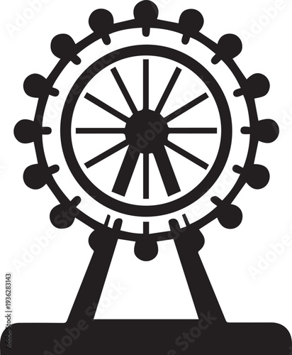 Ferris Wheel Silhouette Vector Black and White