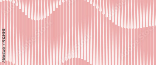 Minimalist Pink Vertical Tapered Line Wave Pattern. A clean vector background featuring a rhythmic, wave-like composition of soft rose-colored vertical stripes that taper into rounded points.