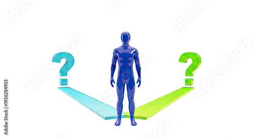 Person Facing Two Paths Represented by Question Marks