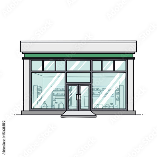 Illustration of a modern retail storefront with glass facade