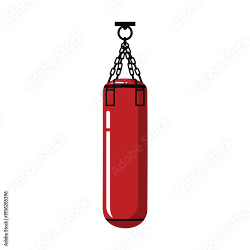 Red Punching Bag Hanging from Chains