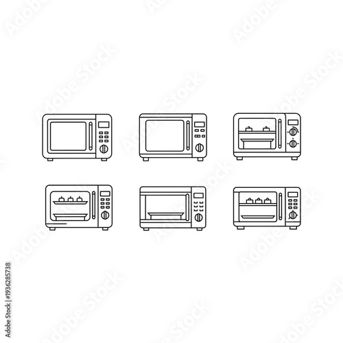A group of different microwave oven designs