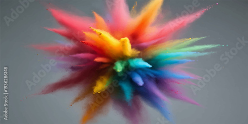 A vivid fractal flower design features a colorful abstract swirl pattern with motion blur and paint smudge effects on a creative canvas backdrop