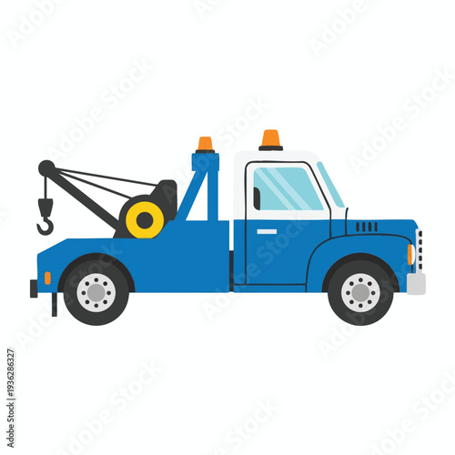 Blue Tow Truck Vector Illustration