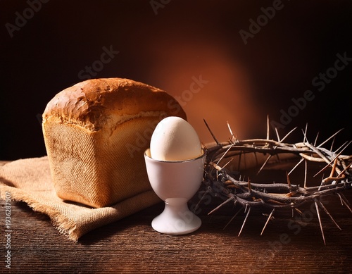 communion and passion unleavened bread cup and crown of thorns